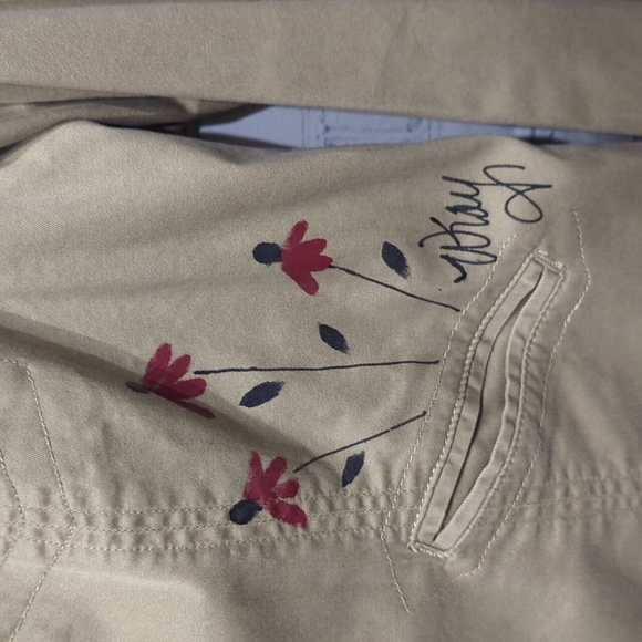 Live A Little Painted Flowers Button Up Jacket Sz. XL - Picture 5 of 7